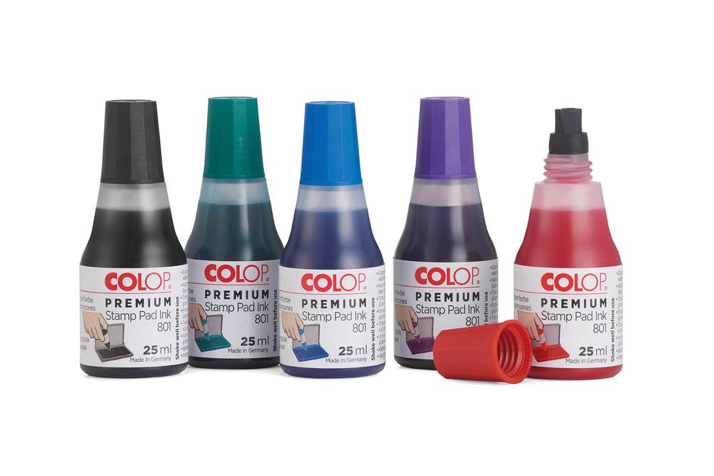 COLOP Premium Stempelfarben 801 in fünf Farben